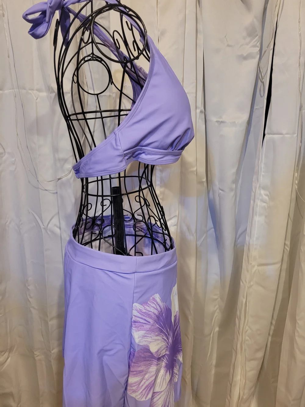 Amazon Lavender Floral Halter Bikini Set